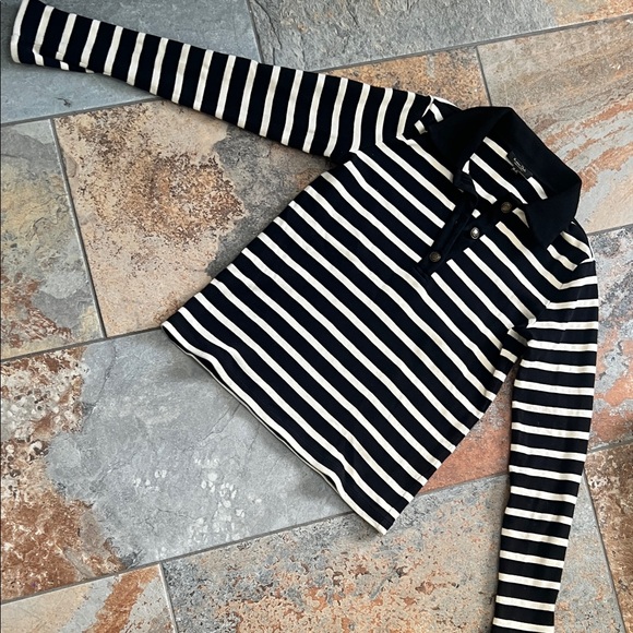 Massimo Dutti Tops - Massimo Dutti Black and cream Striped Polo
